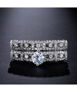 Trendy Luxury CZ Zircon Wedding Ring Set Band For Bridal Girls And Women... - £10.24 GBP