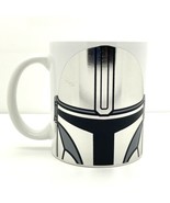 Star Wars The Mandalorian Coffee Tea Mug Boba Fett Helmet Silver And White - $9.79