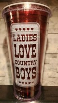 Ladies Love Country Boys 20 Ounce Clear Red Travel Tumbler Mug w/ Lid fo... - $280.36 MXN
