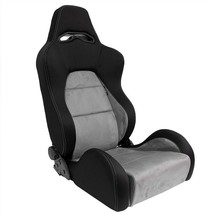 ATS x1 Luxe Universal Sports Bucket Seat Black Textile &amp; Grey Stitch Alcantara - £186.03 GBP
