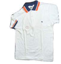 Terry Cloth Club Wear Deadstock Shirt Wht Orange Navy Polo Size 18 Vtg New 70&#39;s - £31.64 GBP