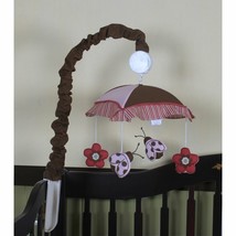 Pink Brown Floral Ladybug Musical Mobile Crib Lullaby Baby Girl Nursery Sleep - £69.19 GBP
