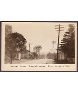 Laughlintown, PA RPPC 1947 - Street Scene Looking East &amp; Esso Gas Sign - £11.59 GBP