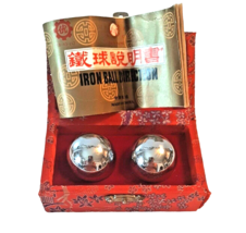 Chinese BaoDing Balls with Musical Chime in Red Brocade Box Vintage - £21.20 GBP