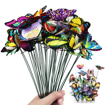Set 3D Butterflies Garden Yard Planter Colorful Butterfly Stakes Decoracion 24pc - £7.90 GBP