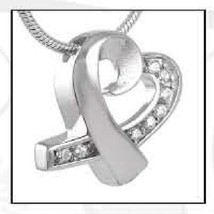 Love Heart Stainless Steel Funeral Cremation Urn Pendant w/Chain for Ashes - £79.63 GBP