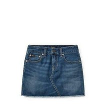 Polo Ralph Lauren Big Girls Denim 5 Pocket Mini Skirt Frayed Hem - $32.00