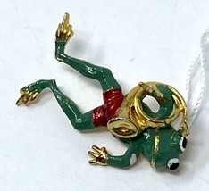 Vintage Anthropomorphic Frog Painted Goldtone Pin - £11.19 GBP