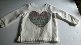 Carters Sequin Heart Cream Pullover Sweatshirt 12 Months Girls - £4.05 GBP