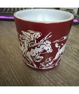 VINTAGE HAZEL ATLAS MILK GLASS BURGUNDY MUG CHILD’S CUP INDIAN HUNTING B... - $279.91 MXN