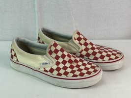 VANS Classic Slip On Womens Size 7.5 / Men&#39;s 6 Checkered Red Canvas Shoes - £15.92 GBP