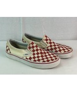 VANS Classic Slip On Womens Size 7.5 / Men&#39;s 6 Checkered Red Canvas Shoes - £15.57 GBP