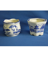 Oriental Blue White 2PC SET Lucky Bamboo Ceramic Flower Succlent Vase Ho... - £9.58 GBP
