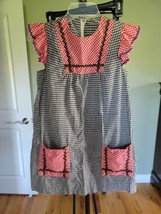 Vintage 70s Handmade Artisan Farm Girl Gingham Checker Dress Smock Child... - $13.86