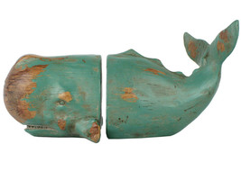 Resin Whale Bookends Green Wood-Look - £132.55 GBP