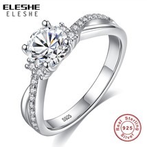 ELESHE Fashion Trendy 925 Sterling Silver Engagement Ring Pave CZ Crystal Finger - £14.31 GBP