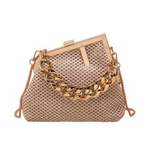  Designer Fashion Women Chain  Bags Summer Straw Bags Clip Mouth Messenger Beach - £62.13 GBP