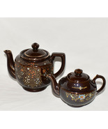 Vintage Japanese Teapots 2 Brown Redware Handpainted Moriage Teapots Jap... - £11.76 GBP