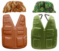 Kids Military Play Foam Vest and Helmet (2 Sets, Brown/Green) - £29.75 GBP