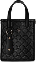 Women’s Crossbody Mini Tote Bag, Monogram Microfiber Leather Handbag, Black - $34.65
