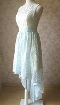 Light-blue High Low Lace Dress Bridesmaid Custom Plus Size Sleeveless Lace Dress image 6