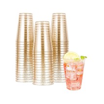 Golden Plastic Cups | Disposable With Gold Glitter | Wedding | Party | Ideal for - £45.98 GBP