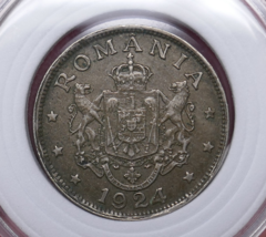 Romania 1924 Ferdinand I Copper Nickel 2 Leu Coin - $14.99