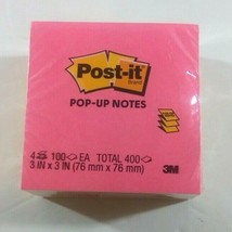 4 pack POST-IT POP-UP NOTES each 100 sheets, 3&quot; x 3&quot; Total 400 sheets 33... - $6.92
