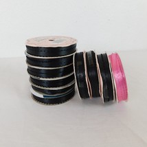 Lot of 10 Rolls Offray Spool O Ribbon 3/16&quot; x 6 Yards Each 9 Black 1 Pink Picot - £7.81 GBP