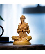 SAMAHDI Meditation Girl Elegant Boxwood Wood Carving Living Room Decor S... - $98.01