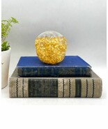 Vintage 23k Gold Leaf Floating Inside Dimpled Blown Glass Paperweight - $61.06 CAD