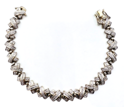 Vintage Ross Simons 925 Sterling Silver Vermeil Diamond Bracelet 7.5 in - £74.23 GBP