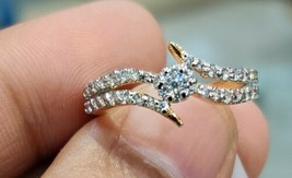60CT Simulierte Rund Schliff Diamant Klaster Verlobung Ring14k Gelb Vergoldet - £56.38 GBP