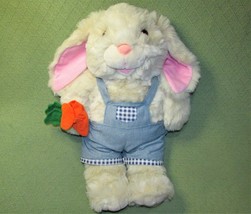 24&quot; VINTAGE JC PENNEY EASTER BUNNY PLUSH RABBIT CARROT POUCH BLUE OVERAL... - £21.08 GBP