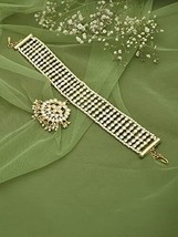 Gold Tone Bridal Kundan &amp; Pearls Mathapatti Style Maangtikka Jewelry Set Women - £16.53 GBP