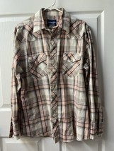 Wrangler Long Sleeved Shirt Mens Large Pink Western Cowboy Pearl Snap - £10.70 GBP