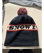 BEANIE &quot;I LOVE SNOW” BLUE RED SNOW SKI SNOWBOARD Cuffed WARM WINTER HAT POM - $167.87 MXN