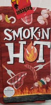 1 (One) Jumbo Printed Cotton Towel (16&quot;x26&quot;) BBQ SMOKIN HOT ON RED, KDD - £7.03 GBP