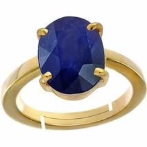 Natürlich Zertifiziert 7 Karat Blauer Saphir Handgemacht 14k Vergoldet Gift Ring - £169.82 GBP+