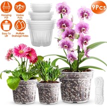 9 Pack Orchid Pots with Holes Clear Plastic Flower Plant Pot 4.8in/5.5 i... - £29.56 GBP