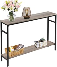 Narrow Console Table, 47 Inch Sofa Table With Adjustable Shelf, 2-Tier, Grey - $103.99