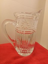 Vintage Hand Cut Yugoslavia 24% Lead Crystal Clear Pitcher 8&quot; - £18.19 GBP