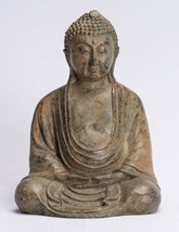 Antique Japanese Style Bronze Meditation Amitabha Buddha Statue - 18cm/7&quot; - £103.68 GBP