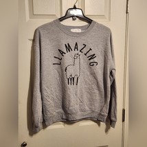 Wound up women size XL &quot;Llamazing&quot; long sleeve gray graphic sweatshirt - £7.38 GBP