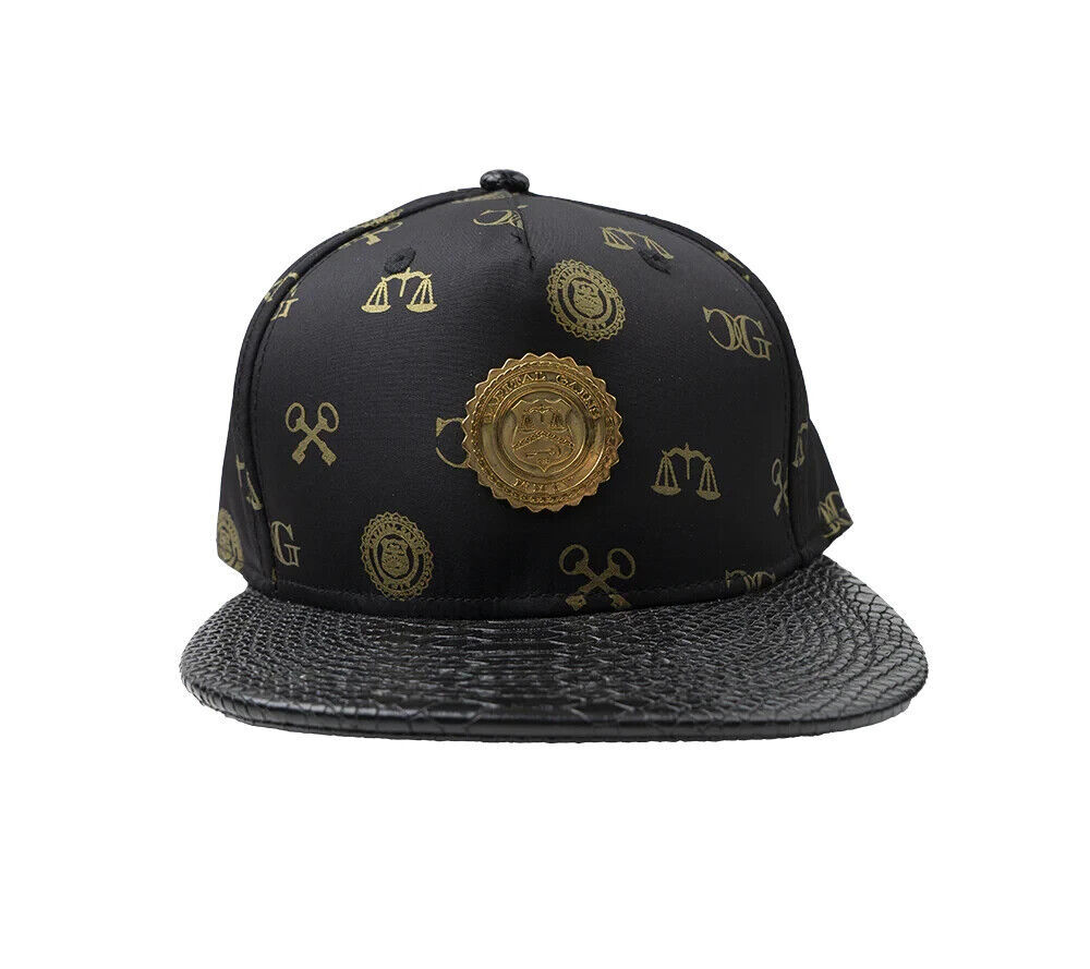 Capital Gains Men's Streetwear Monogram & Snakeskin Flat Bill Hat Strap Back Cap