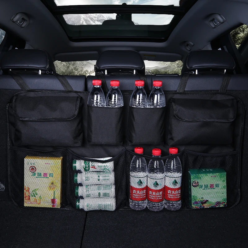 Car Rear Seat Back Storage Bag Multi Hanging Nets Pocket Trunk Bag Organizer - £13.08 GBP+