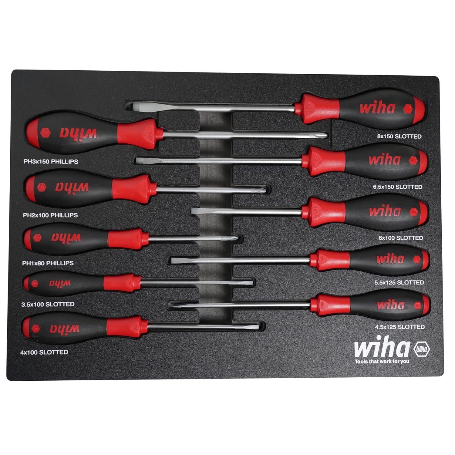 10 Piece SoftFinish Cushion Grip Screwdriver Tray Set