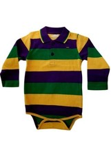 Mardi Gras Purple Green Yellow 3 Mth Baby Infant Long Sleeve Romper - £15.86 GBP