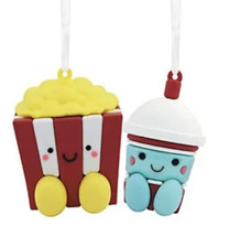Hallmark Better Together Popcorn And Slushie Magnetic Christmas Ornaments New - £13.36 GBP