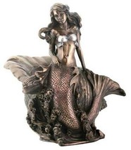 Art Nouveau Style Mermaid Nymph in Shell HP Bronze Finish Nude Statue Figure - £49.46 GBP
